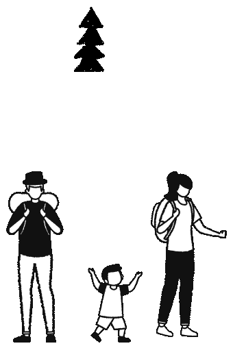 親子でハイキング イラスト